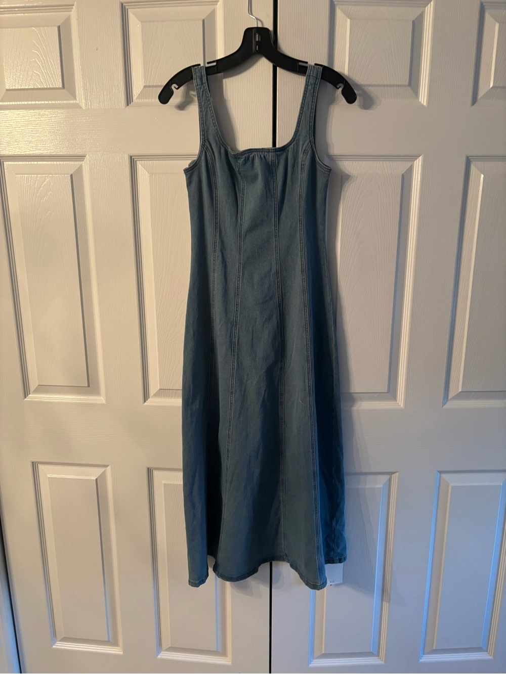 Cider Denim A-Line Midi Dress in Blue